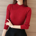 Ruffle Mock-Neck Rib Knit Top