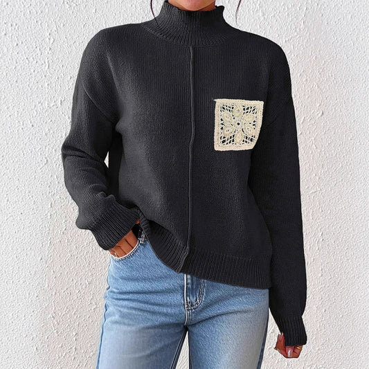 Sequin Half-Neck Pullover Sweater