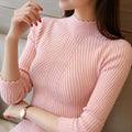 Ruffle Mock-Neck Rib Knit Top