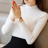 Ruffle Mock-Neck Rib Knit Top